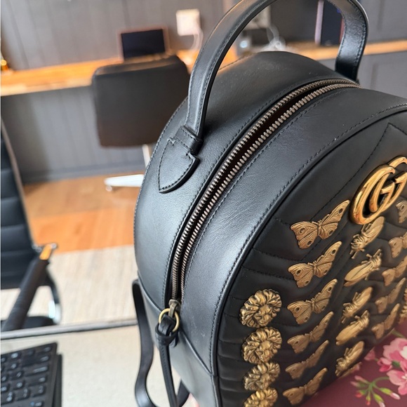 Gucci Black Backpack with Gold Insect Accents - Picture 2 of 5